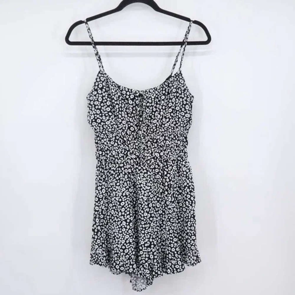 Black and White Floral Romper